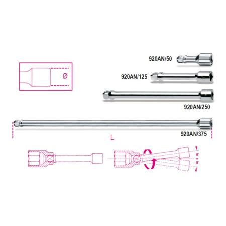 920AN/125 BETA  1/2 in Wobble Extension Bar, 125 mm Overall