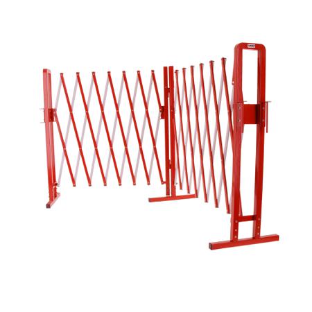 BAR4000RB Viso Red & White Steel Extendable Barrier, 4m, White Tape