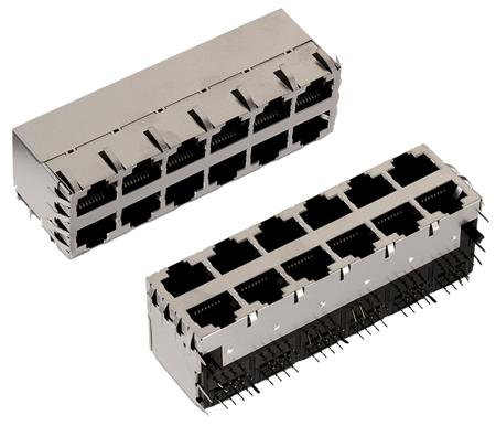 615096243321 Wurth Elektronik WR-MJ, 8 Way Horizontal PCB Mount Nickel Plated Bronze RJ45 Connector Female