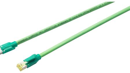6XV18703QN25 Siemens, 25m Cat6a, Green RJ45 to RJ45, Aluminium foil with a braided tin-plated copper wire screen, Terminated FRNC