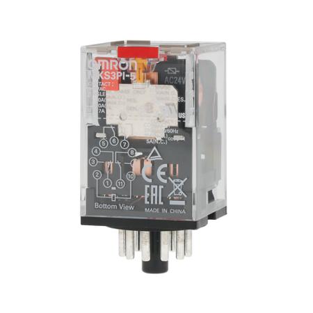 MKS3PI-5-24VAC Omron PCB Mount Power Relay, 24V ac Coil, 10A Switching Current, 3PDT