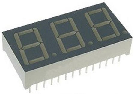 BA56-12SURKWA  Kingbright 3 Digit 7-Segment LED Display, CA Red 73 mcd RH DP 14.2mm