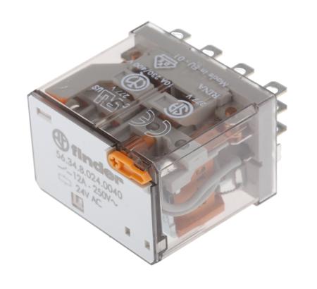 56-34-8-024-0040 Finder 4PDT Non-Latching Relay Plug In, 24V ac Coil, 12 A