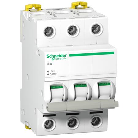 A9S65340 Schneider Electric 3P Pole DIN Rail Isolator Switch - 40A Maximum Current, IP20