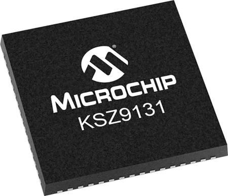 KSZ9131MNXI Microchip Technology  Ethernet Transceiver, 10 Mbps, 100 Mbps, 1000 Mbps 3.3 V, 64-Pin QFN