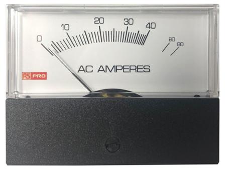 186-2517 RS PRO Analogue Panel Ammeter 80 (Input)A AC, 76mm x 74mm, ±1.5 %