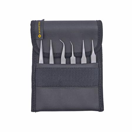 5-070-UF Bernstein 110 mm, 120 mm, 130 mm, Stainless Steel, Pointed, ESD Tweezer Set