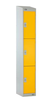 213-466 RS PRO 3 Door No Steel Yellow Locker, 1800 mm x 380 mm x 450mm