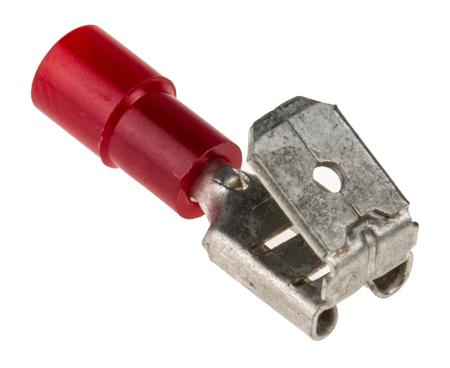 613-9918 RS PRO Red Insulated Female Spade Connector, Piggyback Terminal, 6.35 x 0.8mm Tab Size, 0.5mm² to 1.5mm²