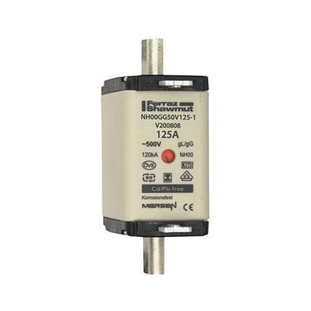 V200808 Mersen 125A NH Fuse, NH 00, 500V ac