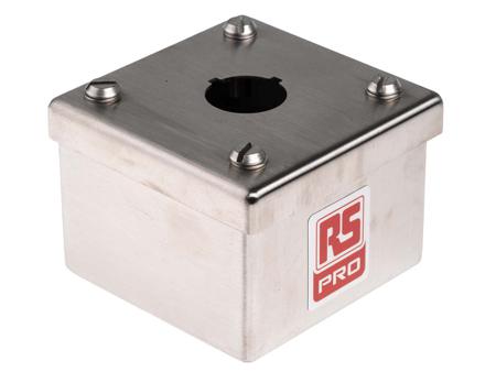 161-1521 RS Pro Push Button Enclosure, 1 Hole, 22.5mm diameter Stainless Steel