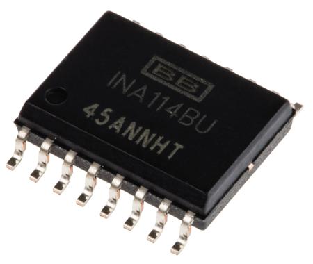 INA114BU  Texas Instruments, Instrumentation Amplifier, 50μV Offset 1MHz, 16-Pin SOIC