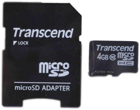 TS4GUSDHC10 Transcend 4 GB MicroSDHC Micro SD Card, Class 10