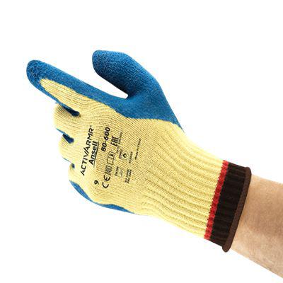 80600VP080 Ansell ActivArmr 80-600 Blue Kevlar Cut Resistant Cut Resistant Gloves, Size 8, Latex, Natural Rubber Coating