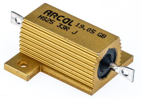 HS25 33R J Arcol, 33Ω 25W Wire Wound Chassis Mount Resistor  ±5%