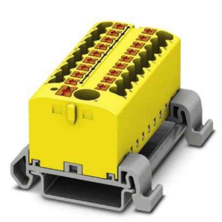 3273248 Phoenix Contact Distribution Block, 19 Way, 4mm², 24A, 690 V, Yellow