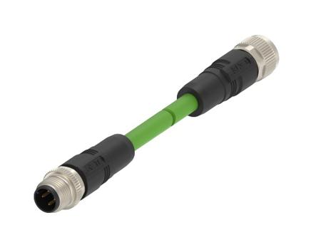 TAD14545101-003 TE ConnectivityTAD1454, 1.5m Cat5e, Green M12 to M12 Shielded, Terminated PUR Sheath