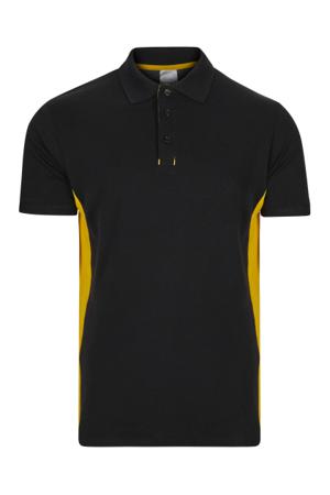 105504_00-17_M Velilla 105504 Black/Yellow 40% Polyester, 60% Cotton Polo Shirt, UK- M