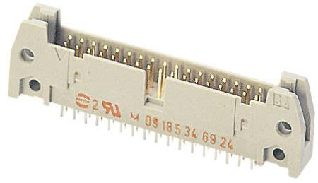 09185506924 HARTING SEK 18 Series Straight Through Hole PCB Header, 50 Contact(s), 2.54 mm Pitch, 2 Row, Shrouded