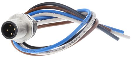 09-3431-433-04 Binder 713, 763 Series, 4 Pole Cable Mount M12 Connector, with Male Contacts, IP67