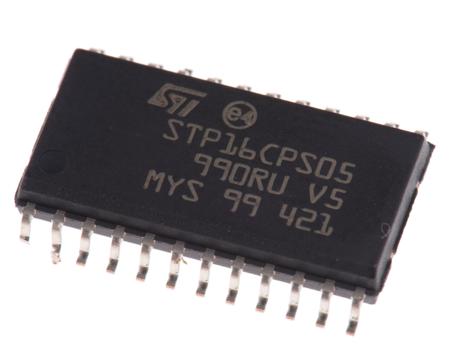 STP16CPS05MTR STMicroelectronics  LED Driver IC, 3/5.5 V ac 100 mA 24-Pin SOIC