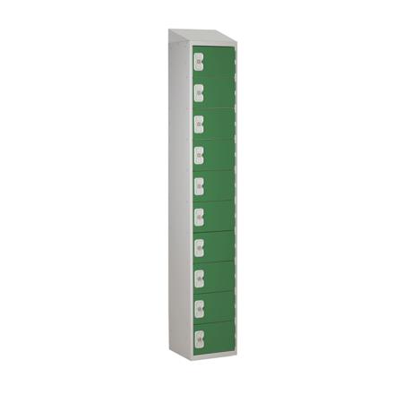 214-578 RS PRO 10 Door No Steel Green, Light Grey Locker, 1800 mm x 300 mm x 380mm