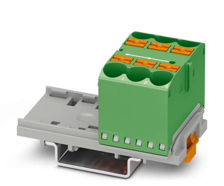 1082407 Phoenix Contact Distribution Block, 6 Way, 90A, 800 V, Green
