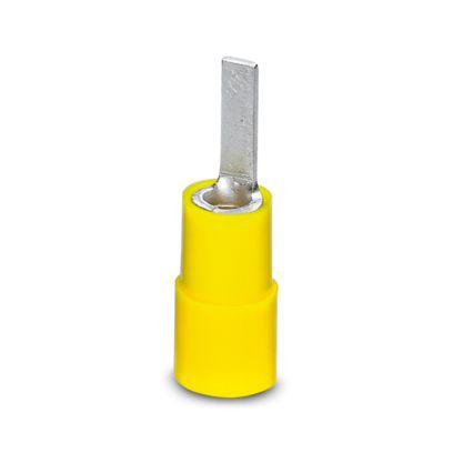 3240546 Phoenix Contact Hooked Insulated Blade terminal plug 24mm Blade Length, 10AWG to 12AWG, Yellow