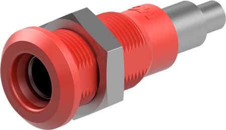 64-3042-22 Staubli Red Socket Test Socket, Solder Termination, 25A, 30V ac, Nickel Plating