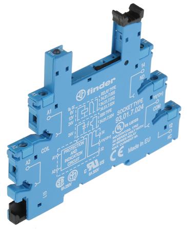 93-01-7-024 Finder 5 pin Relay Socket, 250V ac for use with 34.51, 34.81
