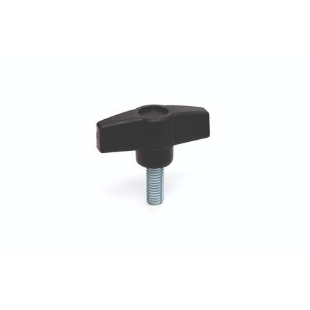 284-5507 RS PRO Black Thermoplastic Wing Clamping Knob, M10 x 20, Threaded Mount