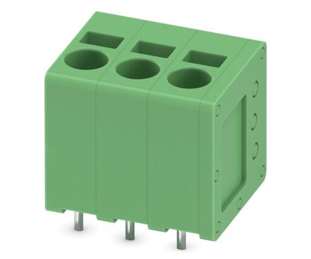 1991105 Phoenix Contact SPT 2.5/3-V-5.0 Series PCB Terminal Block, 3-Contact, 5mm Pitch, Through Hole Mount, 1-Row, Spring Cage