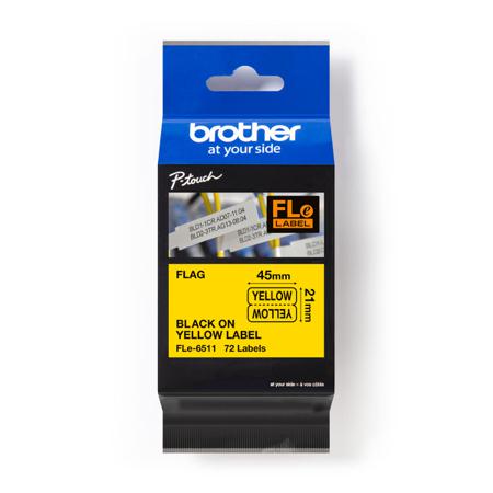 FLE6511 BROTHER , 24 mm Black on Yellow Label Printer Tape