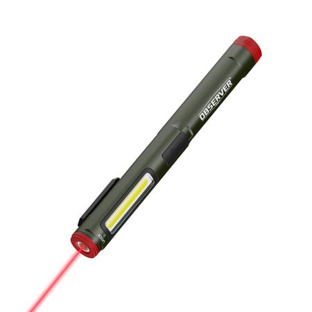 OBS-PL2 Observer Tools LED Pen Torch Grey/Red - Rechargeable 400 lm, 6.9 in