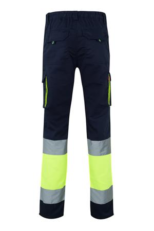 303002S_61-20_XL Velilla 303002S Fluorescent Yellow-Navy Blue High Visibility Hi Vis Trousers, 108cm Waist Size