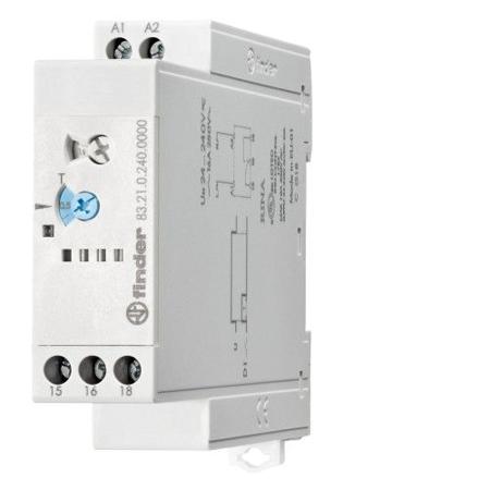 83-21-0-240-0000 Finder Interval Single Timer Relay, 0.05-10 min, 0.05-10 h, 0.05-10 d, 0.05-10 s, SPDT, 1 Contacts, SPDT