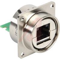 RJF22N00 connector,metal circ,panel mount recept,rj45 to 8-hole pc board,nickel finish