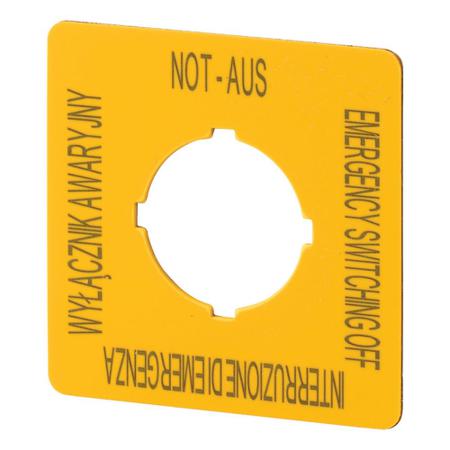 167642 M22-XYK15 Label for Use with M22 Pushbuttons, Emergency Stop, Emergency Stop