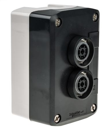 XALD214 Schneider Electric Spring Return Push Button Control Station, Polycarbonate, Green, Red, I/O, IP66, IP67, IP69K
