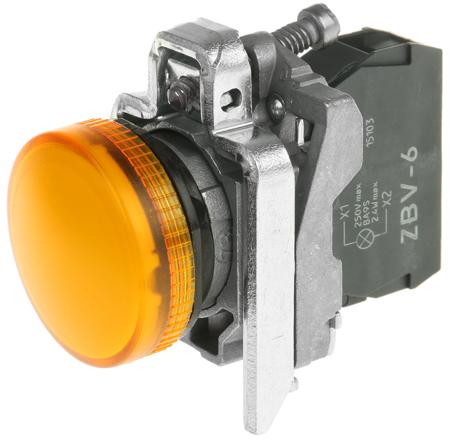 XB4BV65 Schneider Electric, Harmony XB4, Panel Mount Orange Pilot Light, 22mm Cutout, 250V