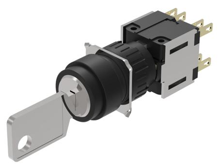 51-378.F22D EAO IP65 Key Switch, 2 NC / 2 NO, 5A 3-Way