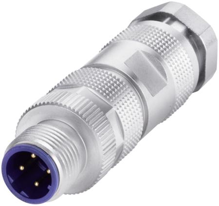 6GK1901-0DB10-6AA8 Siemens Industrial Circular Connectors, 4 Contacts, Cable, M12 Connector, Plug, Male, IP67, 6GK1901 Series