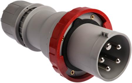 218-12537 Scame IP67 Red Cable Mount 3P+N+E Industrial Power Plug, Rated At 125A, 415 V