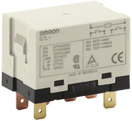 G7L-2A-T-AC100-120 Omron E-Bracket Power Relay, 200 → 240V ac Coil, 30A Switching Current, SPST