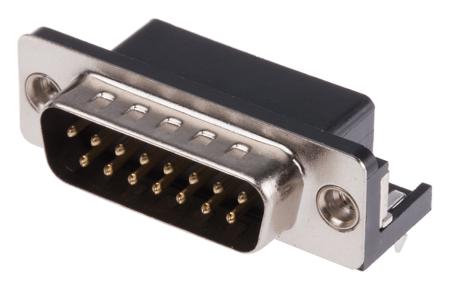 239-5861 RS PRO 15 Way Right Angle Through Hole D-sub Connector Plug, 2.77mm Pitch, with 4-40 UNC, Threaded Insert