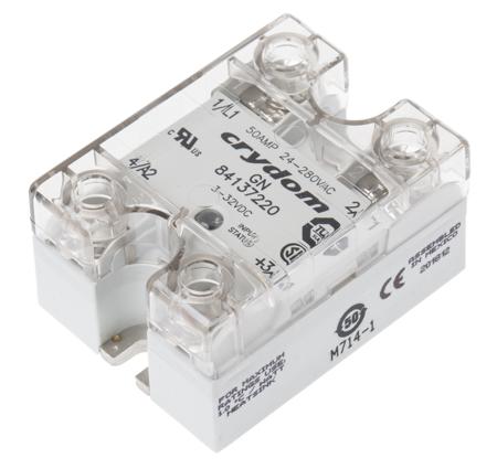 84137220 Sensata Crydom GN Series Solid State Relay, 50 A rms Load, Panel Mount, 280 V ac Load, 32 V dc Control