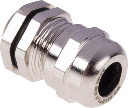 831-9012 RS Pro M12 Metallic Nickel Plated Brass, IP68 Cable Gland With Locknut