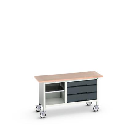 16923213.19 Bott, 3 Drawer Sheet Steel Floor Standing Storage Cabinet, 1500 x 600 x 830mm