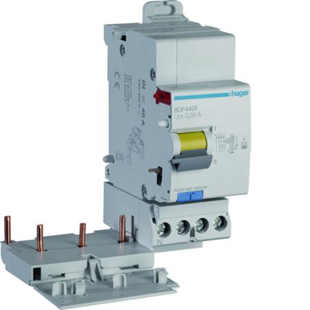 BDF440F Hager BDF RCCB, 40A, 3P+N Pole, 30mA, Type F