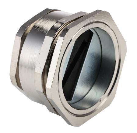 52107380---52103070 Lapp M63/48 Metallic Nickel Plated Brass, IP54 Cable Gland With Locknut